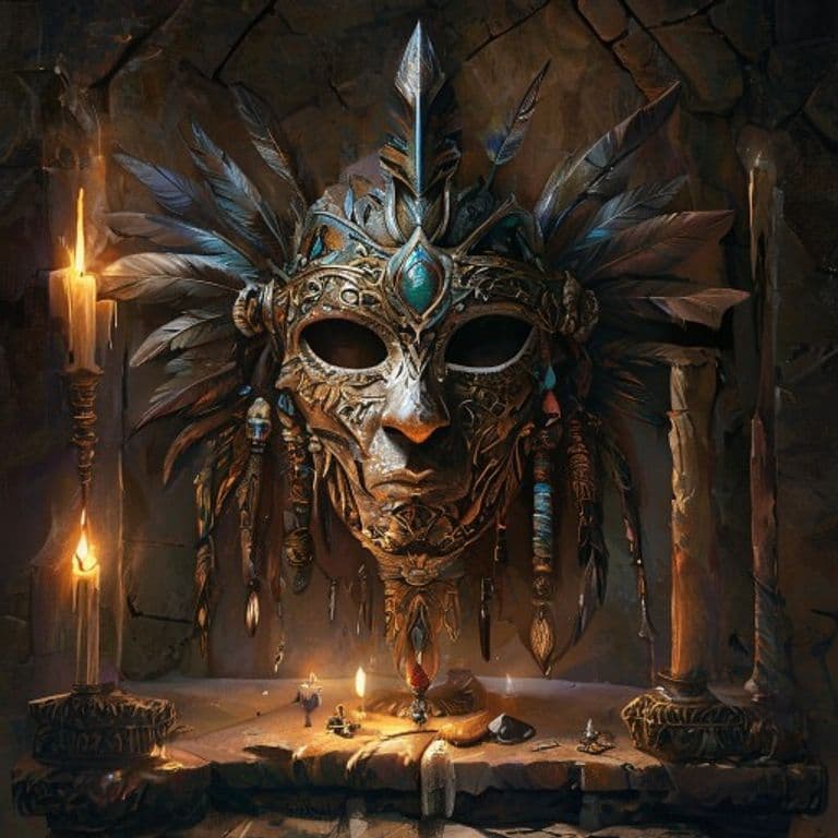 Mask of the War Chief — fantasy item illustration