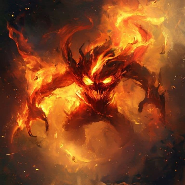 Firegeist — fantasy monster illustration. Firegeist is a small elemental (Challenge Rating 2).
