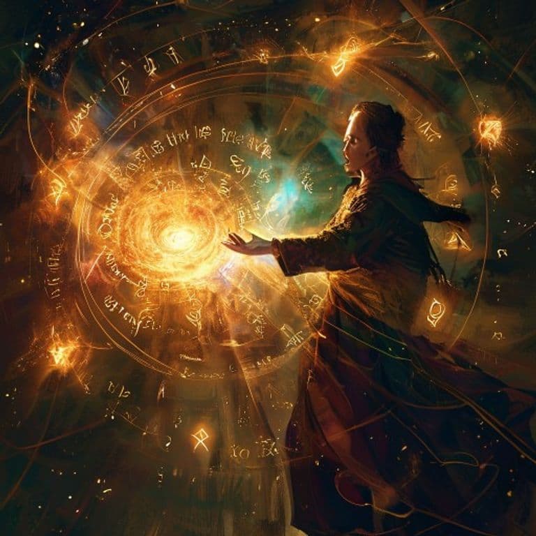 Find the Path — fantasy spell effect illustration. Find the Path is a 6th-level divination available to Bard, Cleric, Druid.