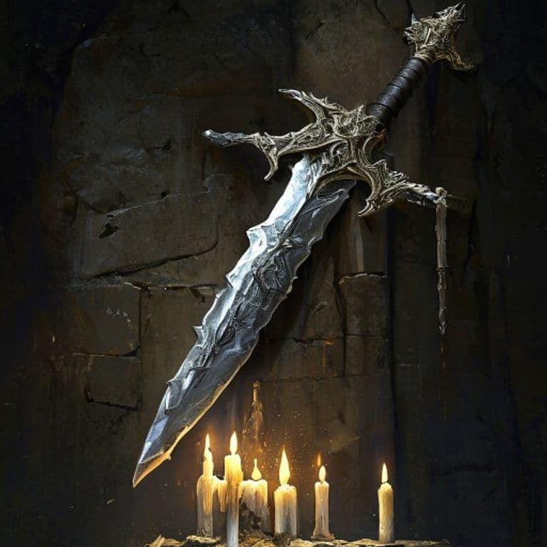 Gram, the Sword of Grief — fantasy item illustration. Gram, the Sword of Grief is a magic item (weapon) of legendary rarity.