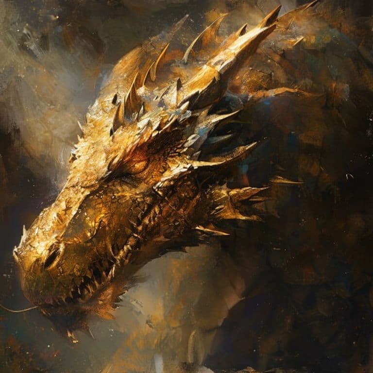Adult Brass Dragon — fantasy monster illustration. Adult Brass Dragon is a huge dragon (Challenge Rating 16).