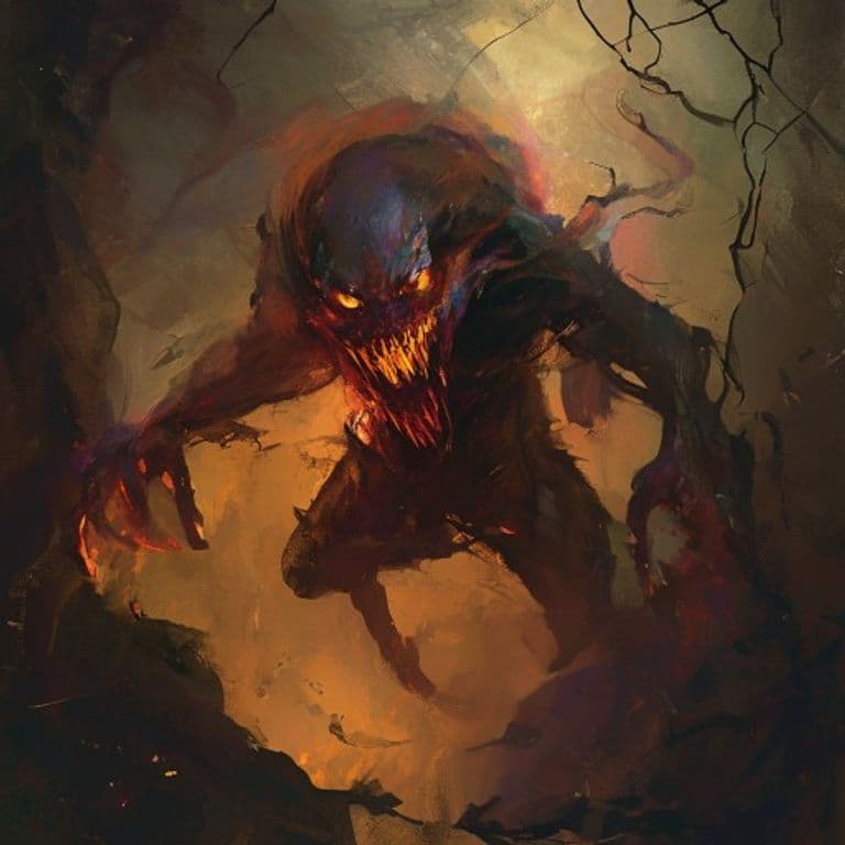 Khamaseen — fantasy monster illustration. Khamaseen is a tiny elemental (Challenge Rating 1).