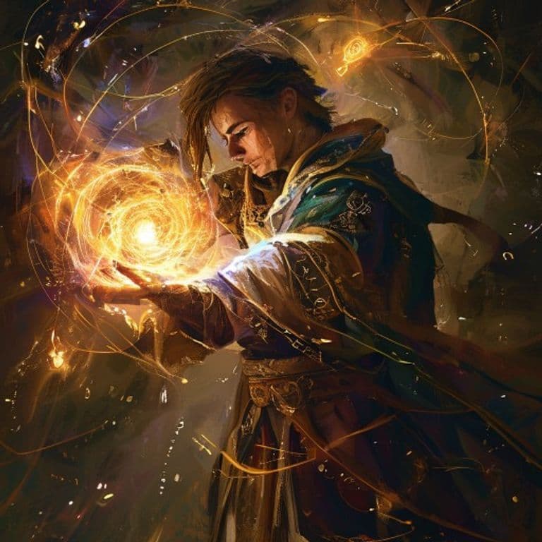 Calculated Retribution — fantasy spell effect illustration. Calculated Retribution is a 1st-level abjuration available to Artificer, Cleric, Herald, Warlock.