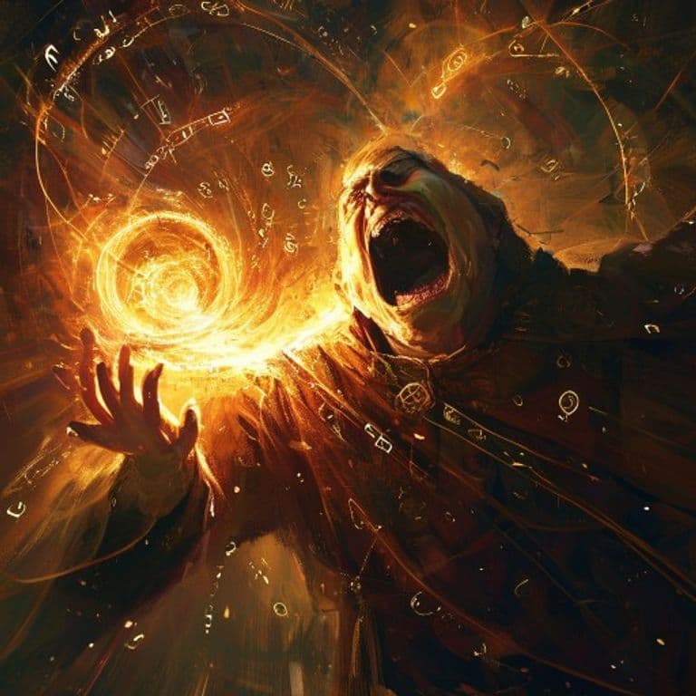 Screaming Ray — fantasy spell effect illustration. Screaming Ray is a 1st-level evocation available to Bard, Sorcerer, Wizard.