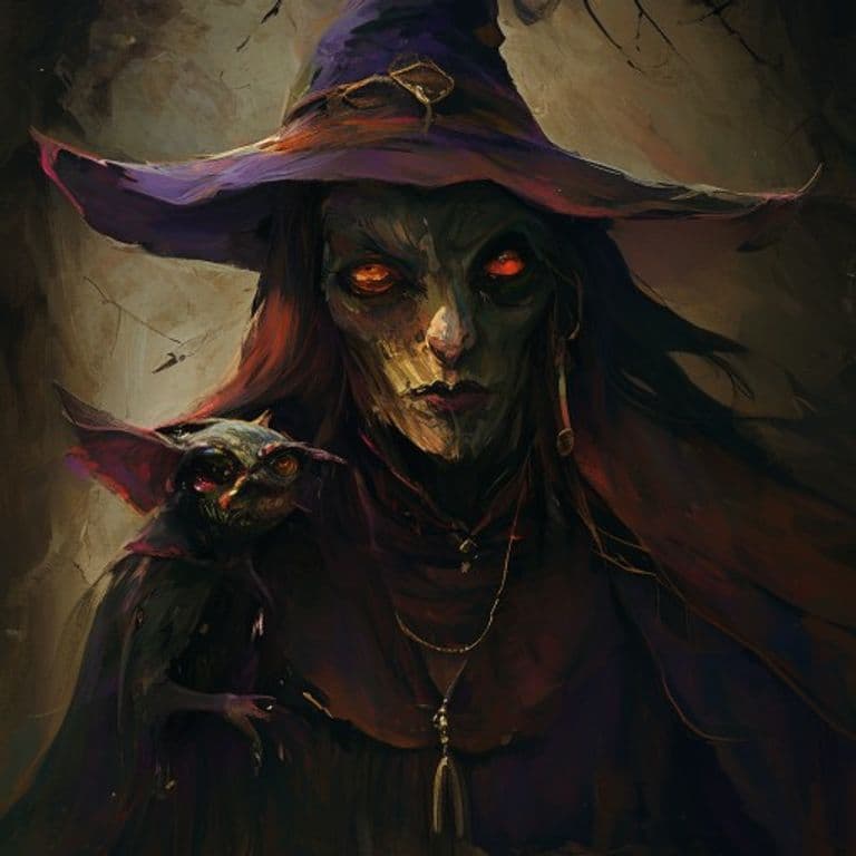 Witch Queen — fantasy monster illustration. Witch Queen is a small humanoid (Challenge Rating 5).