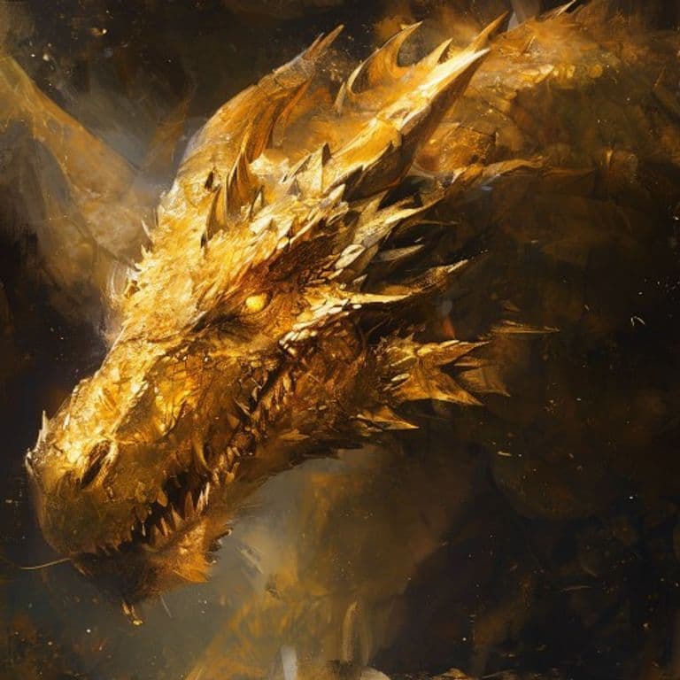 Adult Gold Dragon — fantasy monster illustration