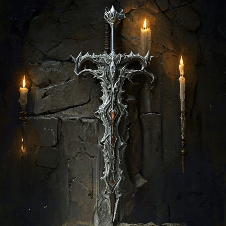 Dirgeblade — fantasy item illustration. Dirgeblade is a magic item (weapon) of legendary rarity.