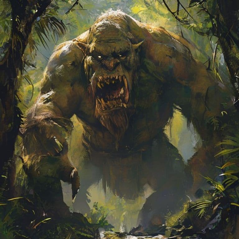 Ogre, Rainforest — fantasy monster illustration. Ogre, Rainforest is a large giant (Challenge Rating 4).