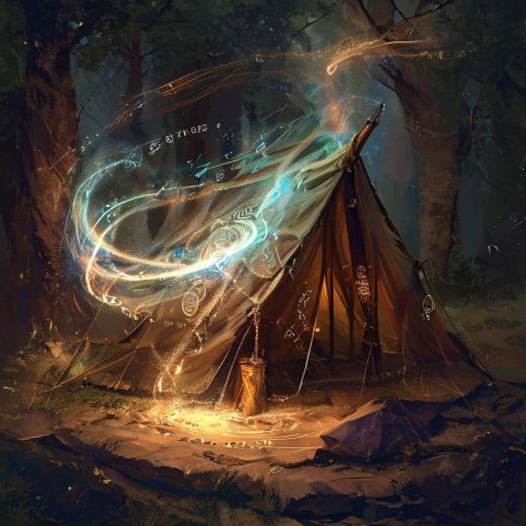 Althea’s Travel Tent — fantasy spell effect illustration