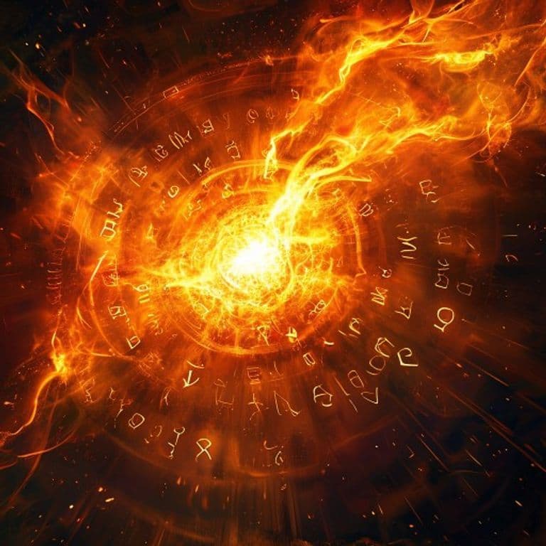 Fire Storm — fantasy spell effect illustration. Fire Storm is a 7th-level evocation available to Cleric, Druid, Sorcerer.