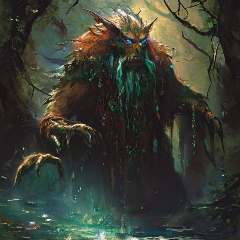 River King — fantasy monster illustration. River King is a medium fey (Challenge Rating 16).