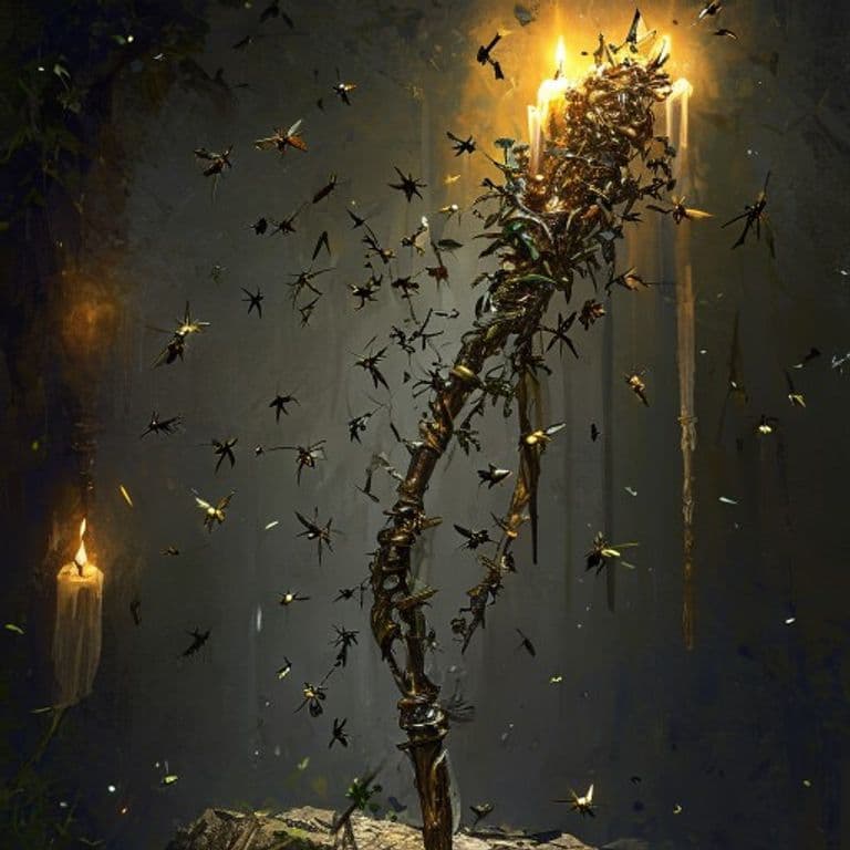 Staff of Swarming Insects — fantasy item illustration
