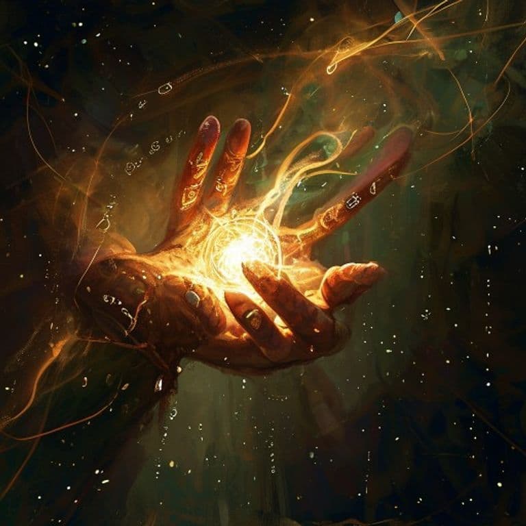Iron Hand — fantasy spell effect illustration. Iron Hand is a Cantrip abjuration available to Bard, Cleric, Druid.