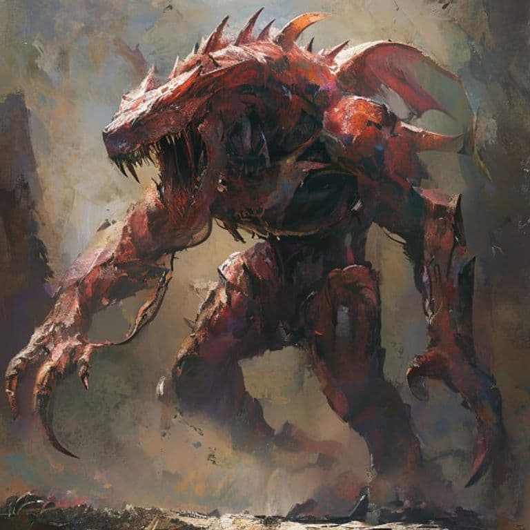 Dragonflesh Golem — fantasy monster illustration. Dragonflesh Golem is a large construct (Challenge Rating 10).