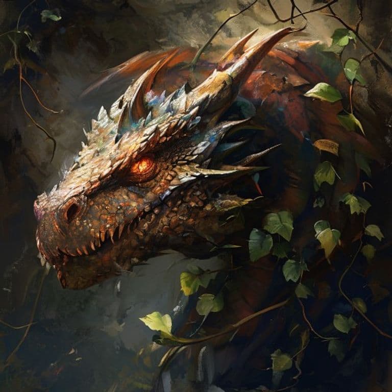 Vine Drake — fantasy monster illustration. Vine Drake is a medium dragon (Challenge Rating 7).