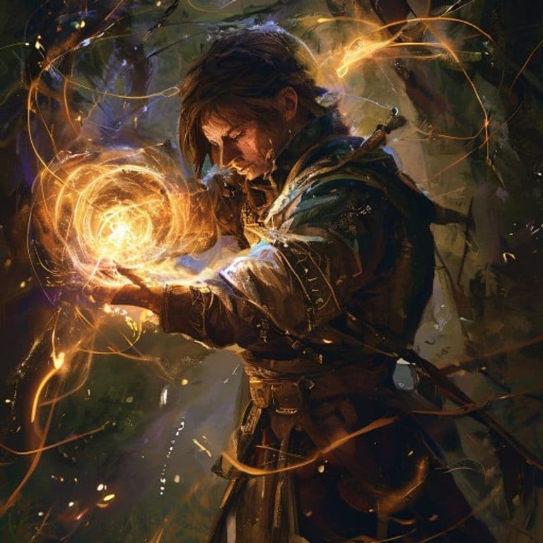 Hunter's Endurance — fantasy spell effect illustration. Hunter's Endurance is a 1st-level enchantment available to Ranger, Warlock.