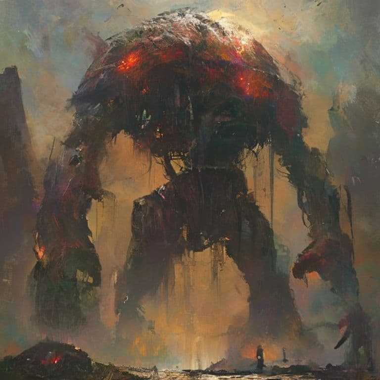 Living Colossus — fantasy monster illustration. Living Colossus is a gargantuan construct (Challenge Rating 15).