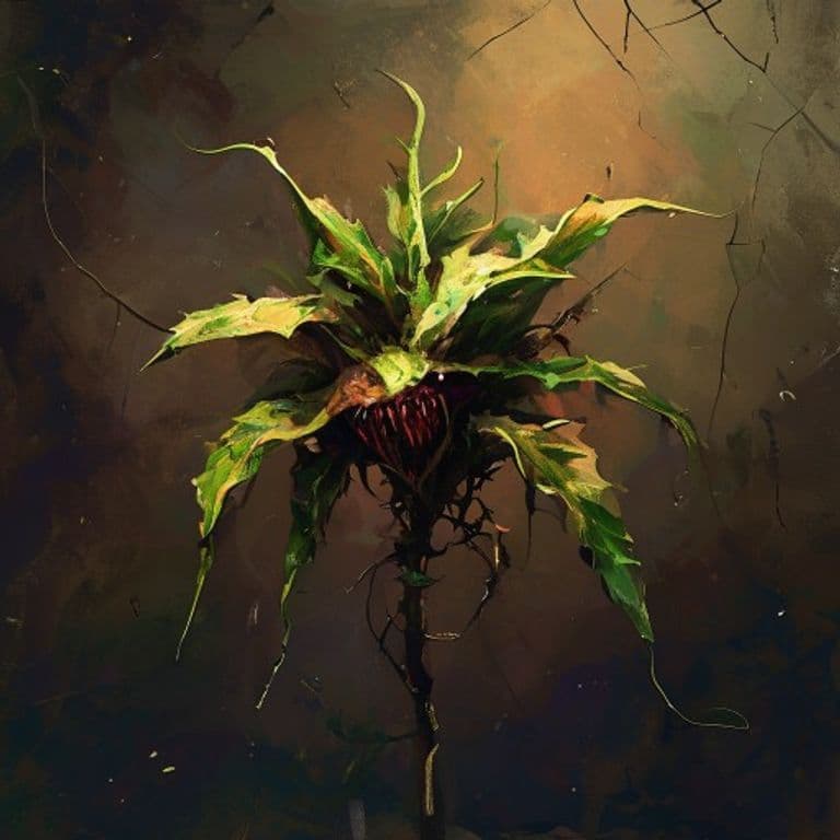 Sinstar — fantasy monster illustration. Sinstar is a tiny plant (Challenge Rating 17).