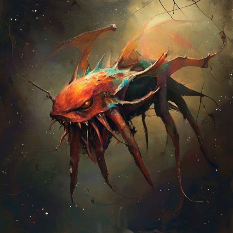 Pescavitus — fantasy monster illustration. Pescavitus is a small celestial (Challenge Rating 1).