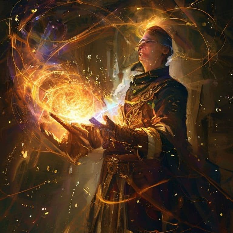 Hod's Gift — fantasy spell effect illustration. Hod's Gift is a 5th-level transmutation available to Wizard, Sorceror, Cleric.