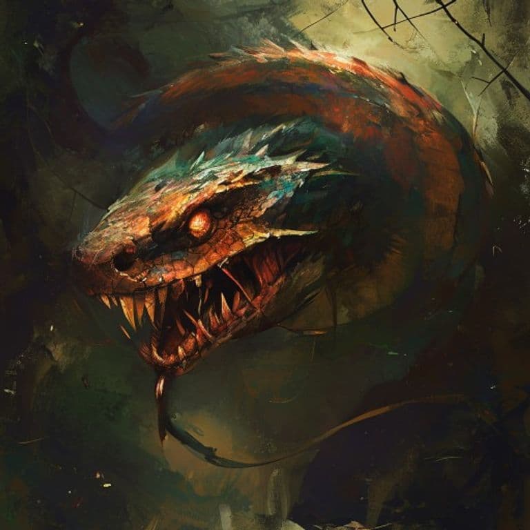 Quickserpent — fantasy monster illustration. Quickserpent is a large beast (Challenge Rating 4).