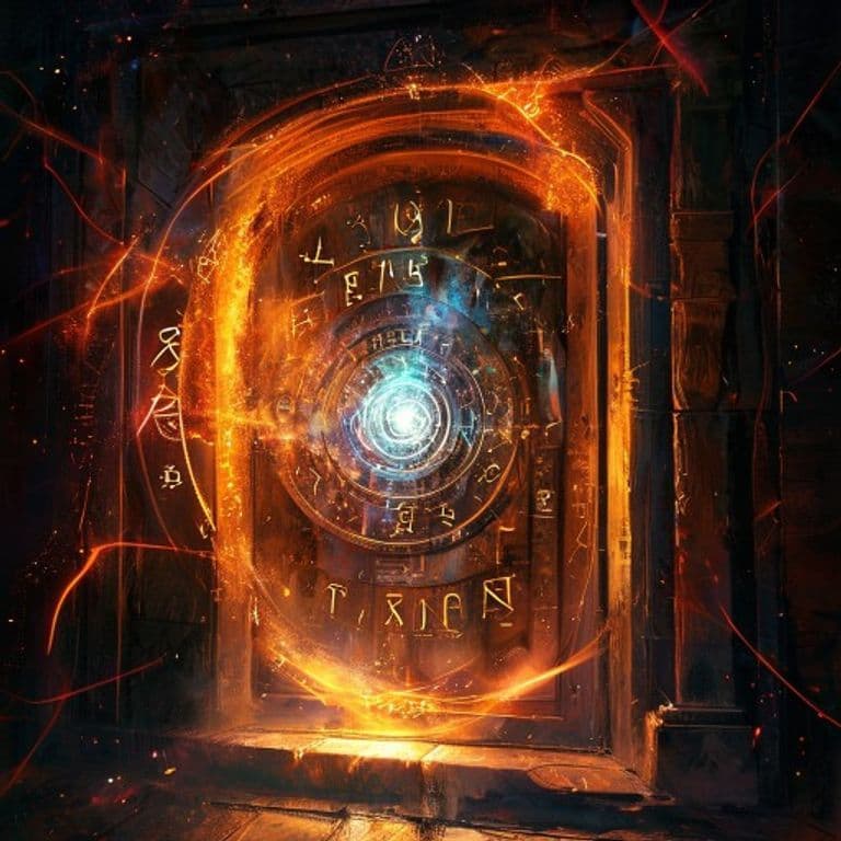 Dimension Door — fantasy spell effect illustration. Dimension Door is a 4th-level conjuration available to Artificer, Bard, Sorcerer, Warlock, Wizard.