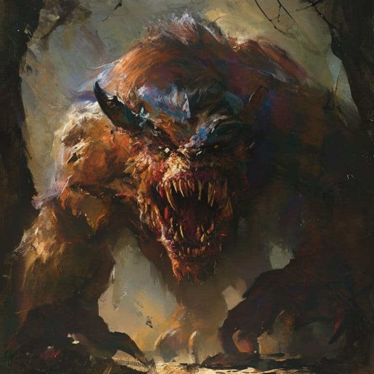 Ychen Bannog — fantasy monster illustration. Ychen Bannog is a gargantuan beast (Challenge Rating 11).