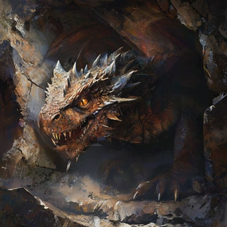 Cave Dragon Wyrmling — fantasy monster illustration. Cave Dragon Wyrmling is a medium dragon (Challenge Rating 2).