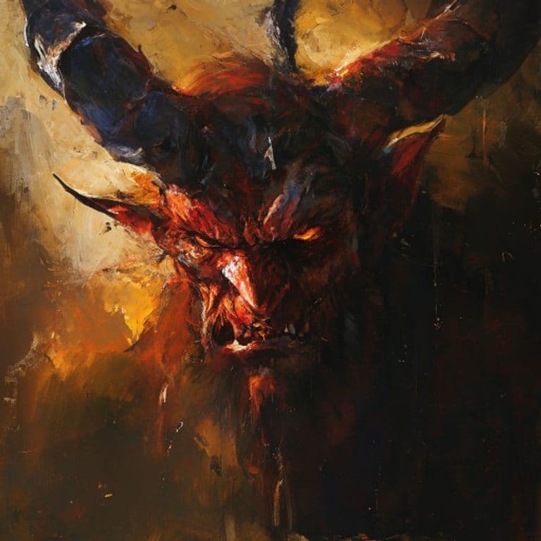 Horned Devil — fantasy monster illustration. Horned Devil is a large fiend (Challenge Rating 11).