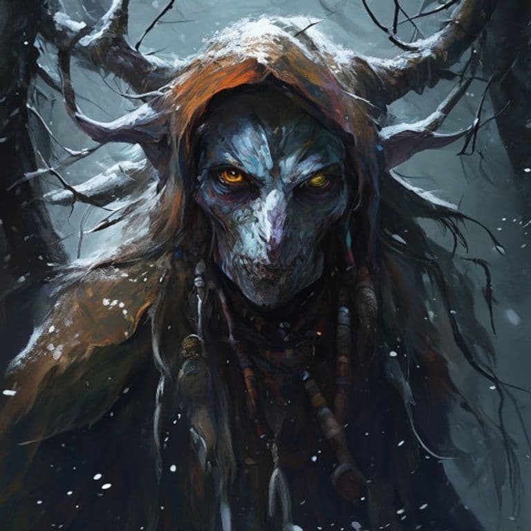 Snow Hag — fantasy monster illustration. Snow Hag is a medium fey (Challenge Rating 3).