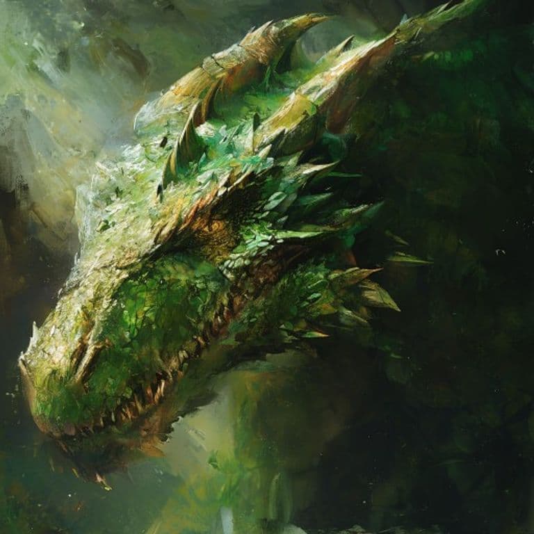Adult Green Dragon — fantasy monster illustration. Adult Green Dragon is a huge dragon (Challenge Rating 15).