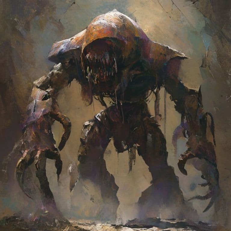 Caltrop Golem — fantasy monster illustration. Caltrop Golem is a medium construct (Challenge Rating 6).