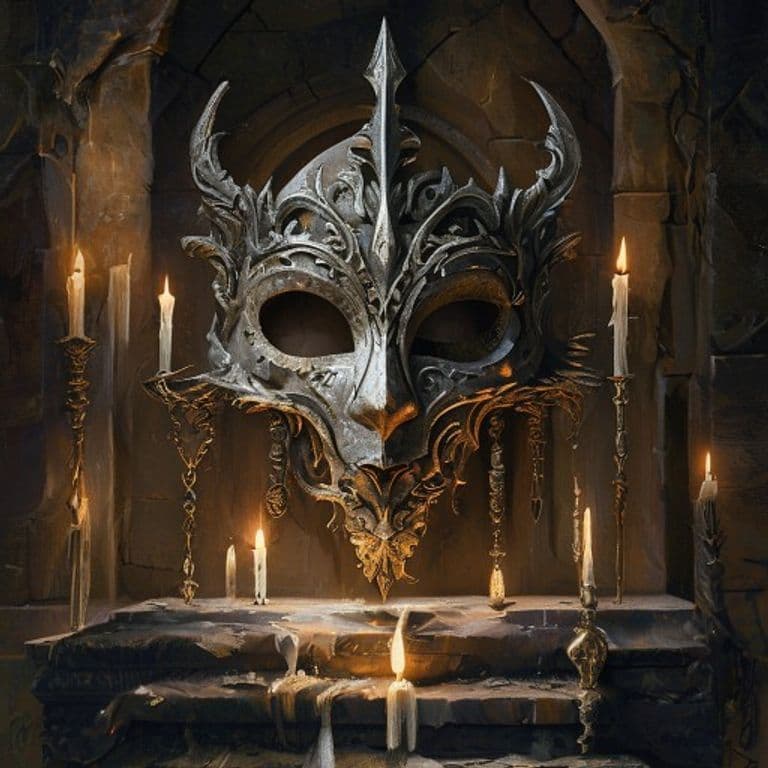 Justicar's Mask — fantasy item illustration