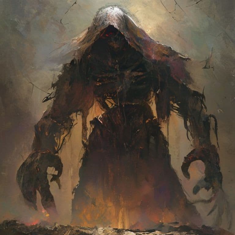 Death Shroud Golem — fantasy monster illustration. Death Shroud Golem is a large construct (Challenge Rating 5).