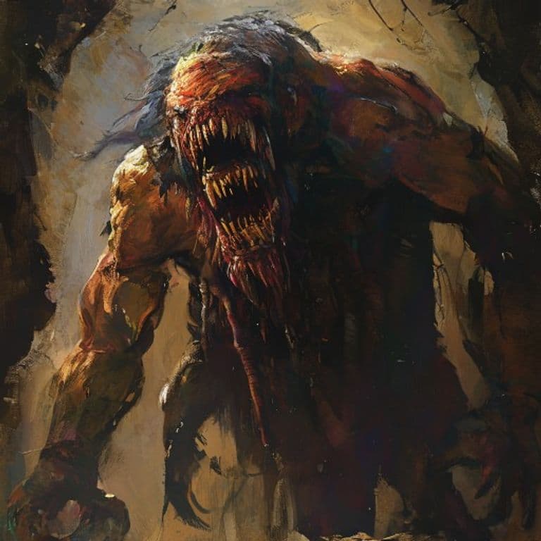 Blemmyes — fantasy monster illustration. Blemmyes is a large monstrosity (Challenge Rating 8).