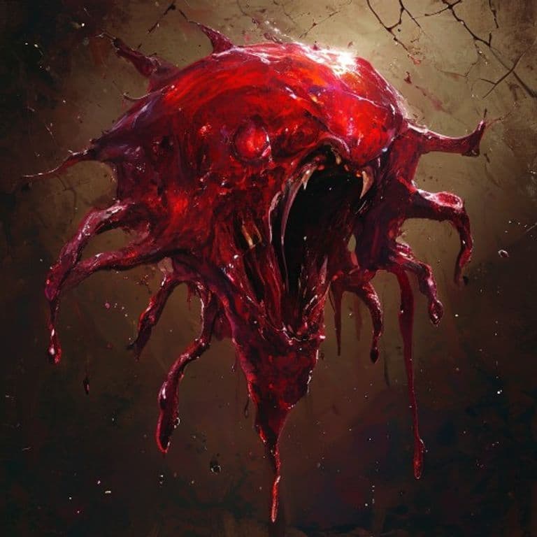 Ruby Ooze — fantasy monster illustration. Ruby Ooze is a medium ooze (Challenge Rating 6).