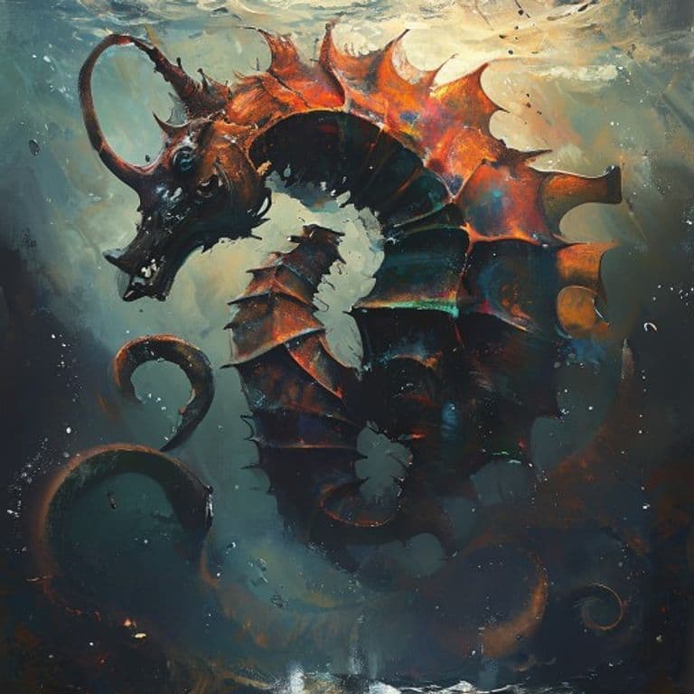 Giant Seahorse — fantasy monster illustration. Giant Seahorse is a large beast (Challenge Rating 1/2).