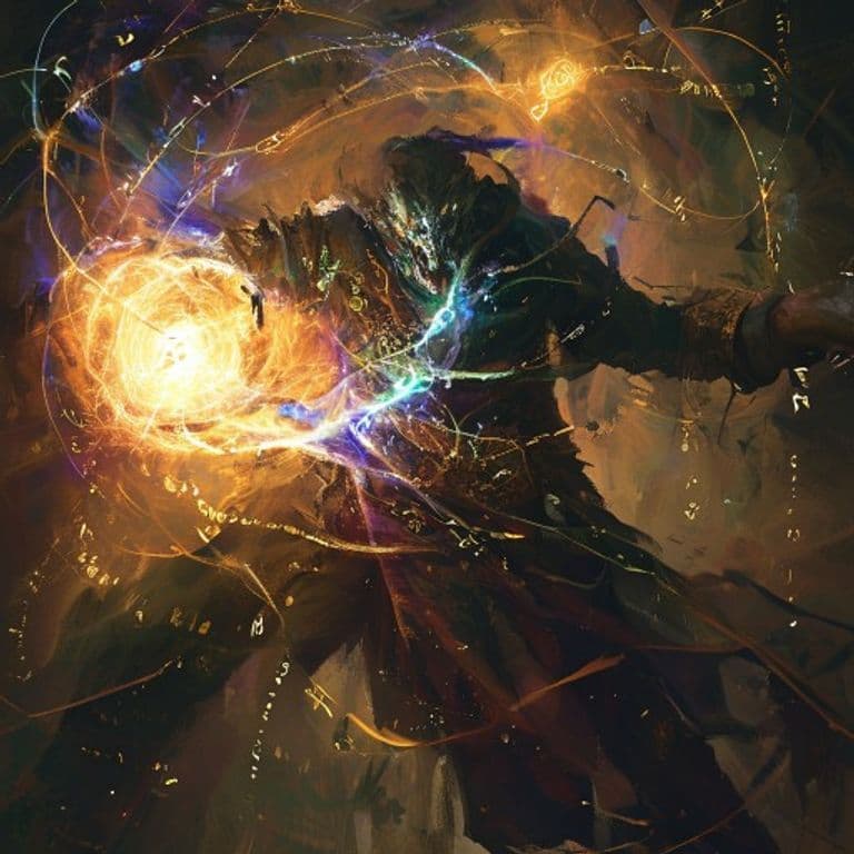 Hold Monster — fantasy spell effect illustration. Hold Monster is a 5th-level enchantment available to Bard, Cleric, Paladin, Sorcerer, Warlock, Wizard.