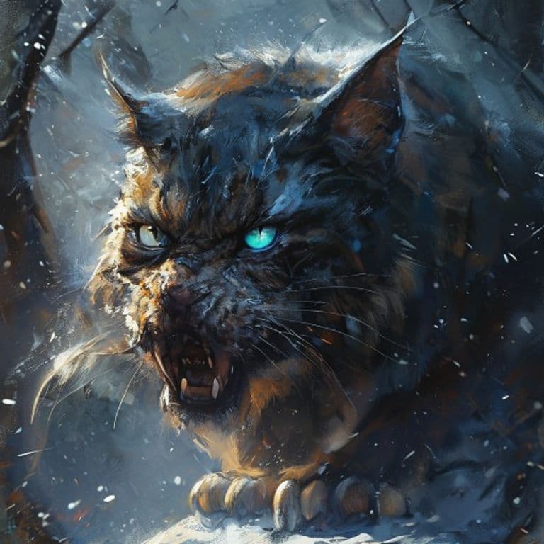 Snow Cat — fantasy monster illustration. Snow Cat is a medium beast (Challenge Rating 1/4).