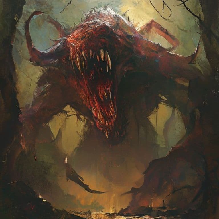 Tembril — fantasy monster illustration. Tembril is a large monstrosity (Challenge Rating 6).