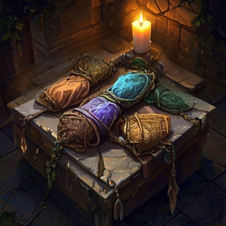 Soulbound Wraps — fantasy item illustration