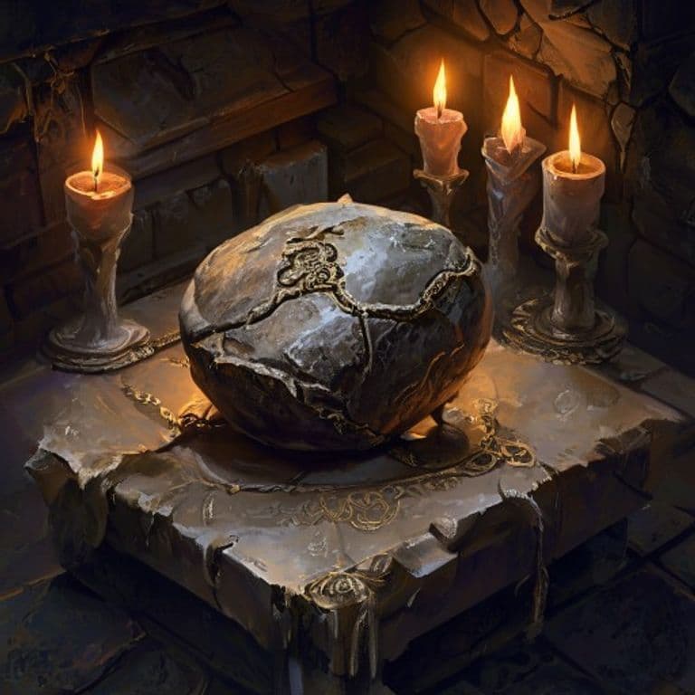 Sling Stone of Screeching — fantasy item illustration