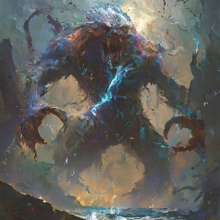 Giant Water Elemental — fantasy monster illustration. Giant Water Elemental is a huge elemental (Challenge Rating 9).