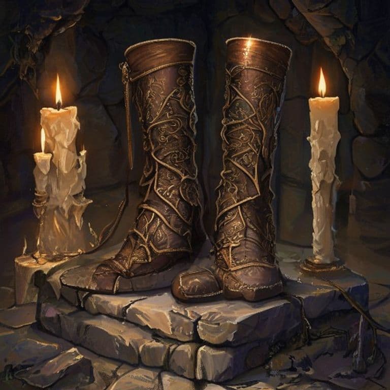 Three-Section Boots — fantasy item illustration