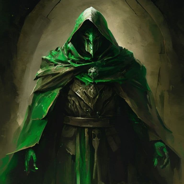 Emerald Order Cult Leader — fantasy monster illustration. Emerald Order Cult Leader is a medium humanoid (Challenge Rating 8).
