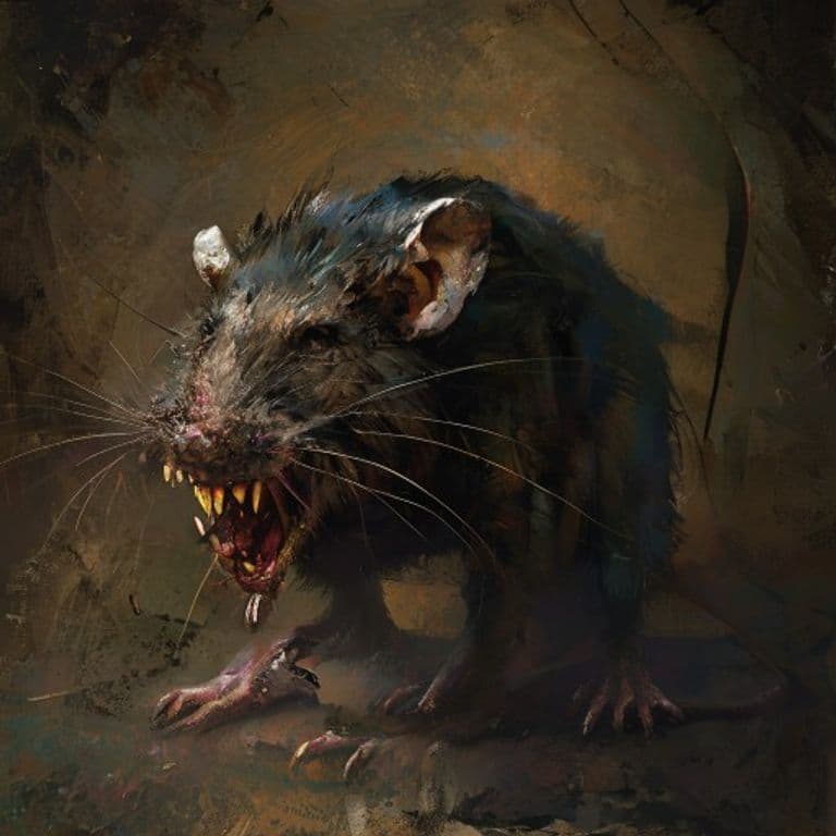 Diseased Giant Rat — fantasy monster illustration. Diseased Giant Rat is a small beast (Challenge Rating 1/8).