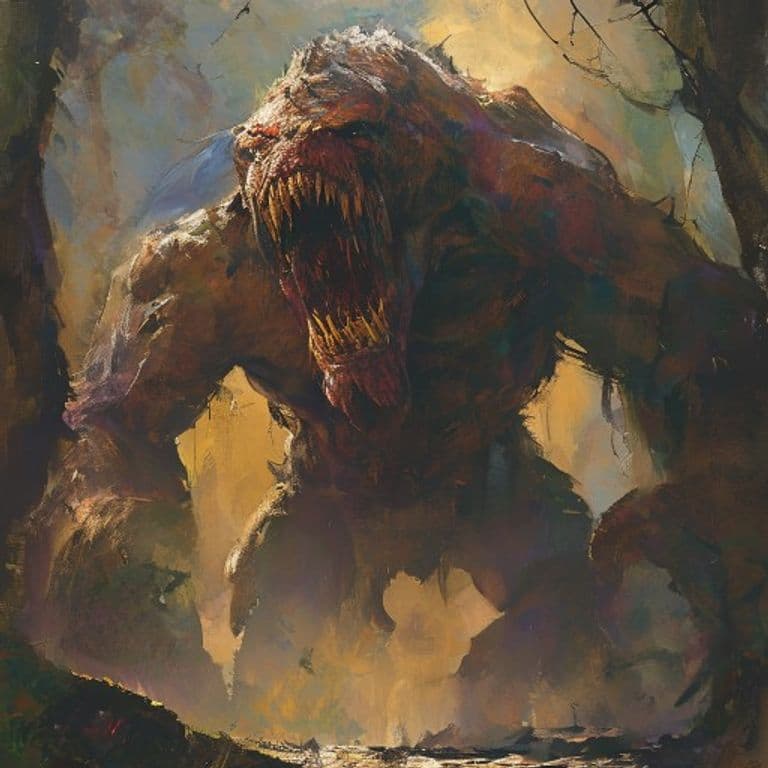 Ettin — fantasy monster illustration. Ettin is a large giant (Challenge Rating 4).