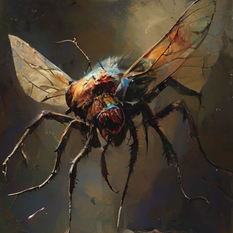 Suturefly — fantasy monster illustration. Suturefly is a tiny beast (Challenge Rating 1/4).