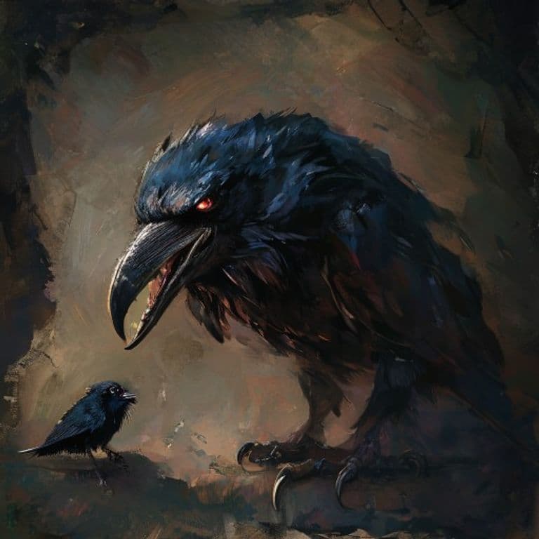 Raven — fantasy monster illustration. Raven is a tiny beast (Challenge Rating 0).