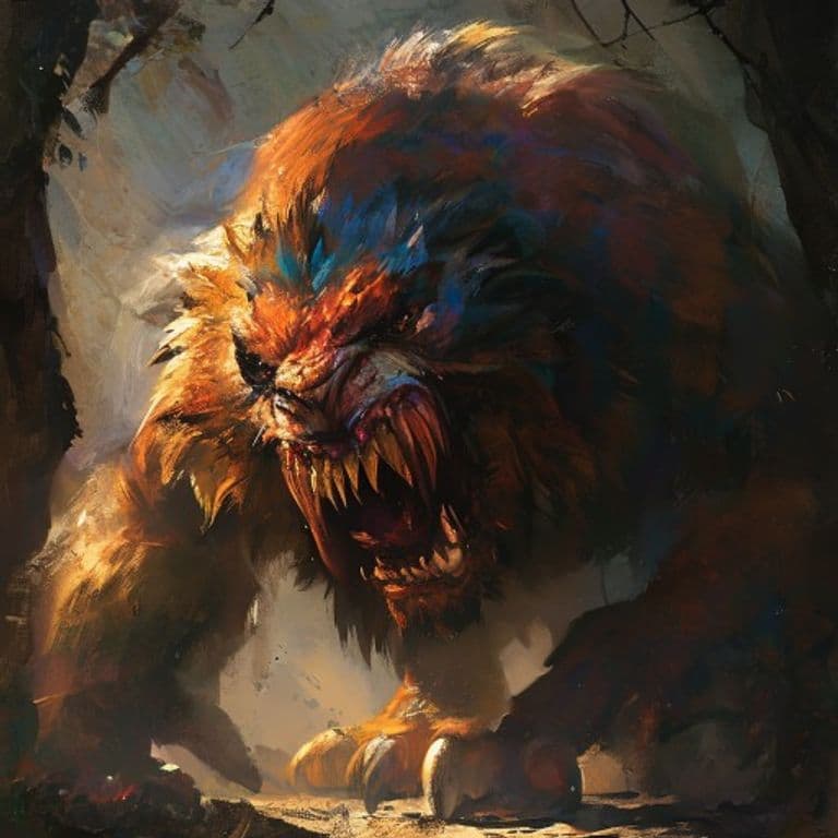 Wakwak — fantasy monster illustration. Wakwak is a large beast (Challenge Rating 2).